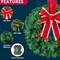 3 Pack Prelit Christmas Wreaths with Bow Battery Operated Indoor Outdoor Decorations 19"